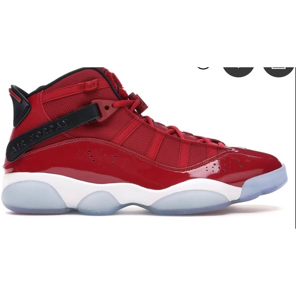 Kids Air Jordan 6 Rings Red Black Basketball Shoes Size 4y